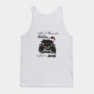Christmas Jeep Black Tank Top